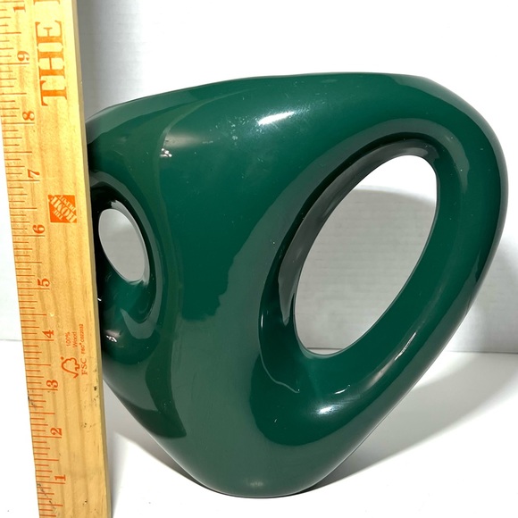 RARE! VINTAGE UNUSUAL ROUNDED CERAMIC FLAT DOUBLE HANDLED LARGE VASE - Picture 6 of 6